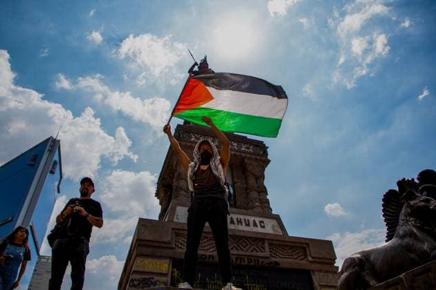 August 1, 2026, Mexico City, Mexico: MEXICO Mexico City, MEXICO Ã¢â‚¬ AUGUST 1, 2026: Demonstrators take part in a pro-Palestinian rally in Mexico City, calling for an end to Israeli military operations in Gaza. Participants also urged the Mexican government to sever diplomatic relations and suspend bilateral agreements with Israel. Mexico City Mexico - ZUMAq101 20260801_zna_q101_275 Copyright: xAddixSetyawanx
