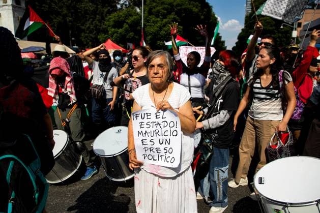 August 1, 2026, Mexico City, Mexico: MEXICO Mexico City, MEXICO Ã¢â‚¬ AUGUST 1, 2026: Demonstrators take part in a pro-Palestinian rally in Mexico City, calling for an end to Israeli military operations in Gaza. Participants also urged the Mexican government to sever diplomatic relations and suspend bilateral agreements with Israel. Mexico City Mexico - ZUMAq101 20260801_zna_q101_282 Copyright: xAddixSetyawanx