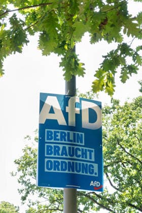 Berlin,03.08.2026,Wahlplakat der Partei AfD zur Wahl zum 20.Abgeordnetenhaus von Berlin sowie zu den Bezirksverordnetenversammlungen am 20.09.2026.
