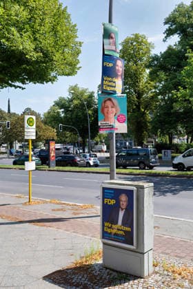 Berlin,03.08.2026,Wahlplakat der Partei FDP (Wolfgang Kubicki), CDU,Grüne zur Wahl zum 20.Abgeordnetenhaus von Berlin sowie zu den Bezirksverordnetenversammlungen am 20.09.2026.
