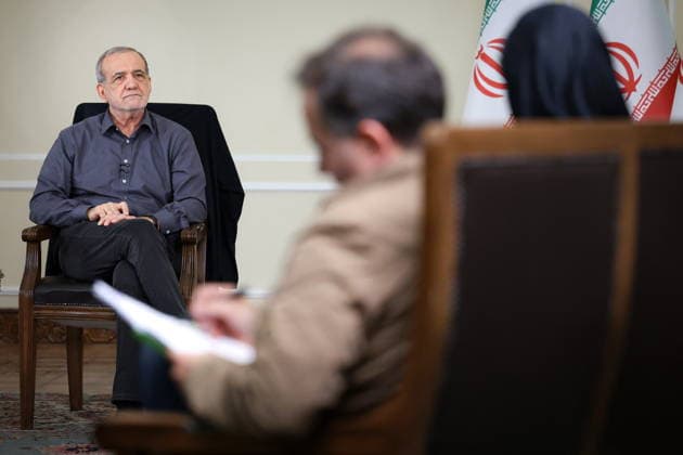 August 4, 2026, Tehran, Iran: Iranian President MASOUD PEZESHKIAN speaks during an interview in Tehran. Tehran Iran - ZUMAi98_ 20260804_zih_i98_014 Copyright: xIranianxPresidencyx