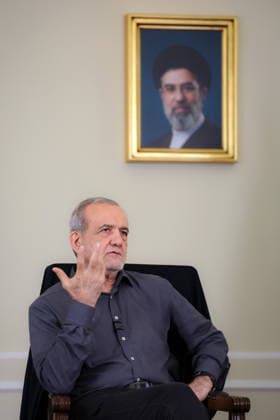 August 4, 2026, Tehran, Iran: Iranian President MASOUD PEZESHKIAN speaks during an interview in Tehran. Tehran Iran - ZUMAi98_ 20260804_zih_i98_023 Copyright: xIranianxPresidencyx