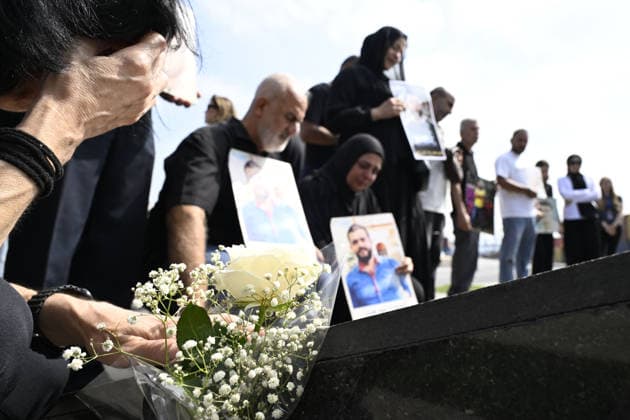 Memorial ceremony held in Lebanon to mark sixth anniversary of Beirut Port explosion BEIRUT, LEBANON - AUGUST 4: People attend a memorial ceremony held in front of the monument bearing the names of those killed in the Aug. 4, 2020 Beirut Port explosion, marking the sixth anniversary of the disaster while holding photos, in Beirut, Lebanon, on August 4, 2026. The ceremony was attended by families of the victims, Lebanese Justice Minister Adel Nassar, Information Minister Paul Markus, Social Affairs Minister Haneen El Sayed, ambassadors of several countries that lost citizens in the explosion, and other members of the diplomatic corps. Houssam Shbaro Anadolu Beirut Lebanon. Editorial use only. Please get in touch for any other usage. Copyright: x2026xAnadoluxHoussamxShbarox