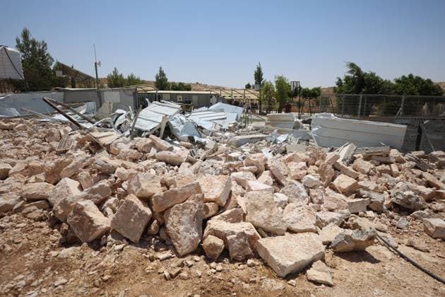 August 4, 2026, Masafer Yatta, Palestine, State of: MASAFER YATTA, South of Hebron, West Bank Ã¢â‚¬ August 4, 2026: Israeli forces demolished three classrooms at Shaab Al-Butm School in Masafer Yatta, citing a lack of building permits. The demolition follows Israeli orders targeting 14 schools in Masafer Yatta and surrounding communities, a move the Palestinian Ministry of Education says threatens the education of more than 1,500 primary and secondary school students. Masafer Yatta Palestine, State of - ZUMAq101 20260804_zna_q101_051 Copyright: xMosabxShawerx