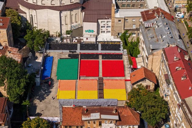 Aerial view of open-air cinema ahead of Sarajevo Film Festival opening An aerial view taken in Sarajevo, Bosnia and Herzegovina, on August 5, 2026, shows the open-air cinema during final preparations ahead of the opening of the 32nd Sarajevo Film Festival.  ArminxDurgut PIXSELL