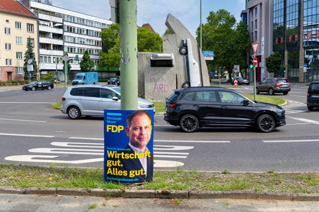 Berlin,05.08.2026,Wahlplakat der Partei FDP Christoph Meyer zur Wahl zum 20.Abgeordnetenhaus von Berlin sowie zu den Bezirksverordnetenversammlungen am 20.09.2026.