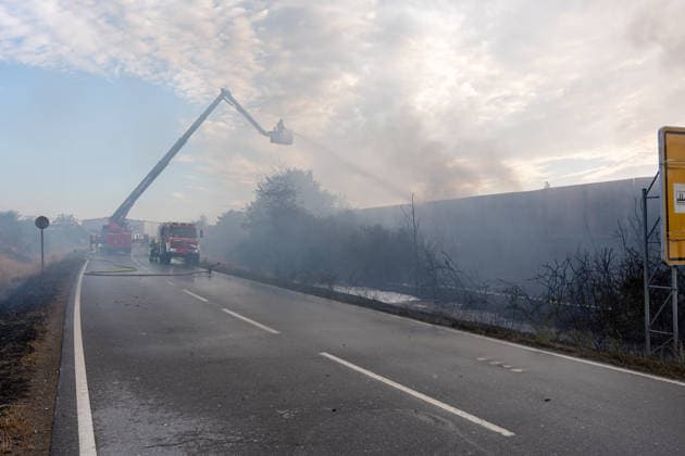 Großbrand in Entsorgungsbetrieb schwarze Rauchwolke kilometerweit sichtbar Am Donnerstagnachmittag, 06.08.2026, kam es gegen 16:20 Uhr zu einem Brand in einem Entsorgungsbetrieb im Gernsheimer Industriegebiet. Das Feuer breitete sich schnell aus. Eine große schwarze Rauchwolke stand über der Einsatzstelle und war kilometerweit sichtbar. Die Feuerwehren der Umgebung waren im Großeinsatz. Aufgrund der Löscharbeiten war die Bundesstraße 44 zwischen der Bundesstraße 426 und der Landstraße 3361 voll gesperrt. Gernsheim Hessen Deutschland