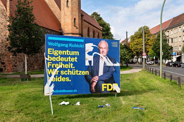 Berlin,07.08.2026,Wahlplakat der Partei FDP Wolfgang Kubicki zur Wahl zum 20.Abgeordnetenhaus von Berlin sowie zu den Bezirksverordnetenversammlungen am 20.09.2026.