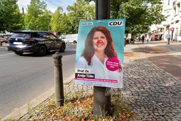 Berlin,07.08.2026,Wahlplakat der Partei CDU Professor Dr. Antje Tölle Wahl zum 20.Abgeordnetenhaus von Berlin sowie zu den Bezirksverordnetenversammlungen am 20.09.2026.