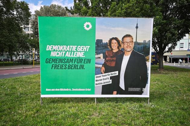 Berlin, Deutschland, 07.08.2026: Wahlplakat mit Bettina Jarasch und Werner Graf, Grüne Copyright: xdtsxNachrichtenagenturx dts_129531