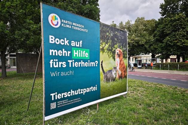 Berlin, Deutschland, 07.08.2026: Wahlplakat für die Tierschutzpartei Copyright: xdtsxNachrichtenagenturx dts_129532