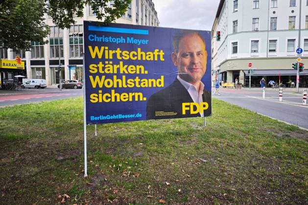 Berlin, Deutschland, 07.08.2026: Wahlplakat mit Christoph Meyer, FDP Copyright: xdtsxNachrichtenagenturx dts_129528