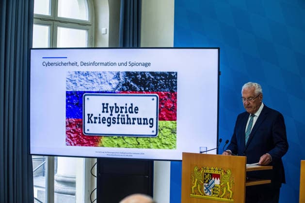 August 11, 2026, Munich, Bavaria, Germany: The Bavarian Verfassungsschutz (Secret Service, Office for the Protection of the Constitution) released its half-year report detailing the current threats to Bavaria and the country. The latest threats includes upticks in espionage, saboteurs, Islamist extremism and terror, as well as movements that seek to split society. Recent cases, such as the CSD attack in Berlin and the drone with explosives found at a Leipzig airport, have raised alert and readiness levels against all threats. Munich Germany - ZUMAb160 20260811_abp_b160_022 Copyright: xSachellexBabbarx