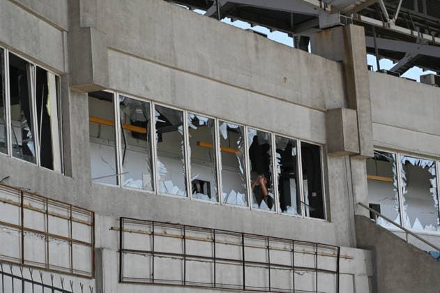 Russian attack on Chornomorets Stadium in Odessa ODESSA, UKRAINE - AUGUST 07: A general view of the damage to the roof, stands, and glazing of the Chornomorets Stadium in the city center following the Russian attacks in Odessa, Ukraine, on August 07, 2026. The attack severely damaged the sports infrastructure and stands of the venue, injuring at least one person, according to local authorities. Michael Shtekel Anadolu Odessa Ukraine. Editorial use only. Please get in touch for any other usage.  Copyright: x2026xAnadoluxMichaelxShtekelx