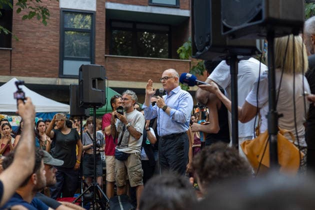 News - Spin Time, permanent presidium outside the evicted social center, 7 august 2026 Spin time, public assembly August 7, 2026, the mayor of Rome Gualtieri takes the floor in the assembly Rome Spin Time social center Italy Copyright: xMattiaxDavidxRinaldix xLiveMediax LPN_2595329