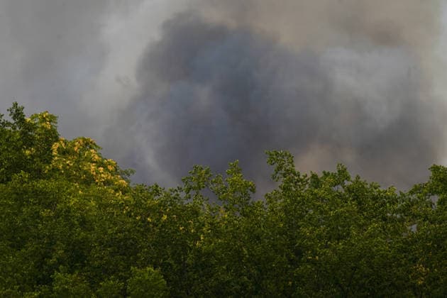 August 7, 2026, Sumarak, Vojvodina, Serbia: 202687, Sumarak, Serbia - Thick smoke rises above the landscape as a massive wildfire burns through the Deliblato Sands (Deliblatska Pescara) Special Nature Reserve. Helicopters of the Serbian Armed Forces are deployed to combat the blaze, using Bambi buckets to fetch water and extinguish the fire from the air. Deliblato Sands, often referred to as the European Sahara, is a strictly protected natural area. Sumarak Serbia - ZUMAd223 20260807_zip_d223_005 Copyright: xMarkoxDimicx