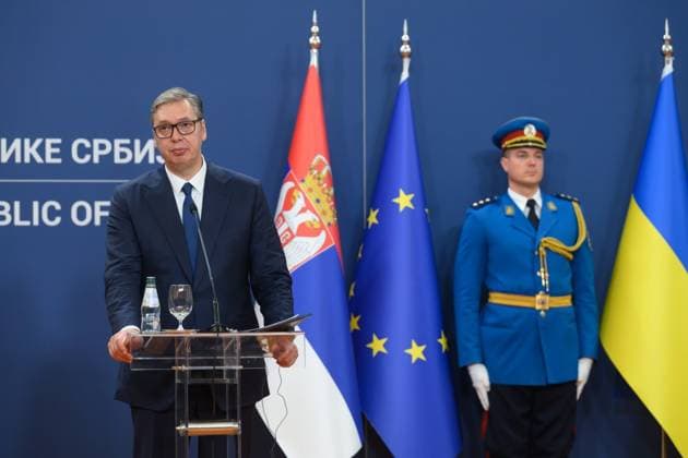 Zelensky meets Serbian president during first official visit to Belgrade Ukrainian President Volodymyr Zelensky meets Serbian President Aleksandar Vucic and other officials during an official visit to Belgrade, Serbia, on August 8, 2026. The visit, Zelensky s first to Serbia, comes as the two countries seek to strengthen bilateral relations and discuss security, economic cooperation, and relations with the European Union. Photo by PRESIDENT OF UKRAINE apaimages Ukraine Ukraine Ukraine 080826_Serbia_UPO_00(14).jpeg Copyright: xapaimagesxPRESIDENTxOFxUKRAINEx xapaimagesx