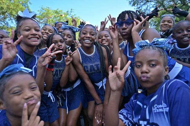 Chicago hosts 97th annual Bud Billiken Parade CHICAGO, ILLINOIS - AUGUST 08: Members of the Chi-Town Cats cheer team pose for a photo as they march down Dr. Martin Luther King Jr. Drive during the 97th annual Bud Billiken Parade in the Bronzeville neighborhood on August 08, 2026 in Chicago, Illinois. Established in 1929, the historic procession is the largest African American parade in the United States, drawing hundreds of thousands of spectators to celebrate Black youth, culture, and the upcoming back-to-school season. Jacek Boczarski Anadolu Chicago United States. Editorial use only. Please get in touch for any other usage.  Copyright: x2026xAnadoluxJacekxBoczarskix