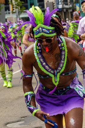 August 8, 2026, Edmonton, Alberta, Canada: Mas Bands danced through downtown Edmonton during the Cariwest Parade on day 2 of the Cariwest Festival..Western Canada s largest Caribbean Festival, Cariwest, held its annual parade as part of its 42nd year of festivities. The Parade Mas Bands represent the various Caribbean various Islands and are dressed in brightly colored costumes, some of which can weigh up to 200 lbs, requiring wheels to support the weight. Edmonton Canada - ZUMAs197 20260808_aaa_s197_242 Copyright: xRonxPalmerx