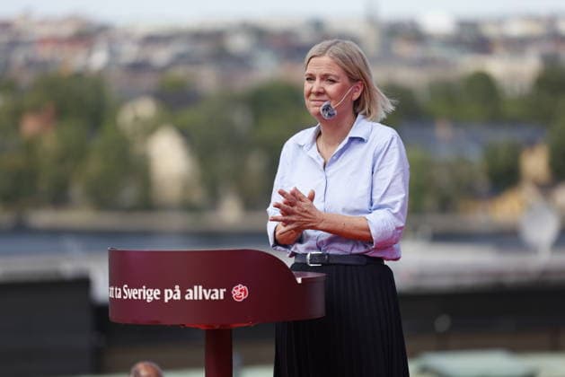 STOCKHOLM, SWEDEN, August 9, 2026 Social Democratic Party Leader Magdalena Andersson delivers her election victory speech at Mosebacketerassen STOCKHOLM, SWEDEN x60160x  Copyright: xStefanxJerrevang TTx MAGDALENA ANDERSSON TALAR I STOCKHOLM FEW__PoXG2s