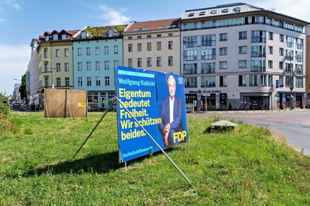 Berlin,10.08.2026,Wahlplakat der Partei FDP Wolfgang Kubicki zur Wahl zum 20.Abgeordnetenhaus von Berlin sowie zu den Bezirksverordnetenversammlungen am 20.09.2026.