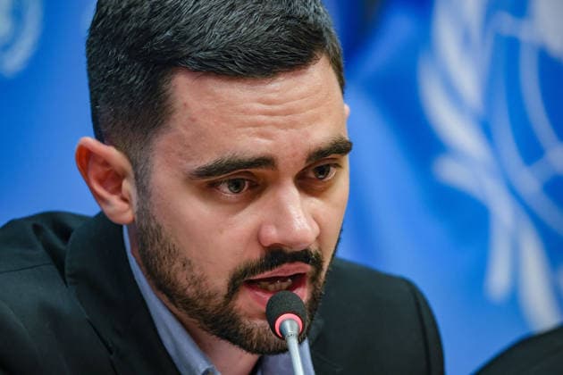 August 10, 2026, New York, New York, United States: KHUAN LEYVA GARSIYA, a former Ukrainian prisoner of war and defender of Mariupolâ€⠢s Azovstal steelworks, speaks to reporters during a press briefing following his testimony at a UN Security Council Arria-formula meeting at UNHQ. GARSIYA, who spent more than three years in Russian captivity, described severe detention conditions, including torture, beatings and psychological abuse. He also said that his Cuban heritage subjected him to additional discrimination and abuse during his captivity because of Cubaâ€⠢s political alignment with Russia. New York United States - ZUMAo116 20260810_znp_o116_009 Copyright: xBiancaxOterox