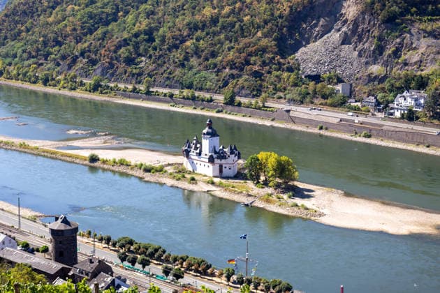 August 2026, Extremes Niedrigwasser am Mittelrhein