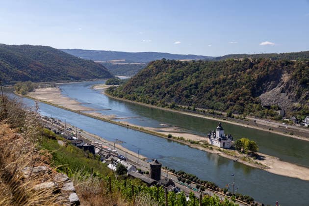 August 2026, Extremes Niedrigwasser am Mittelrhein