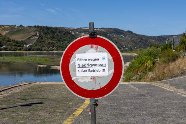 August 2026, Extremes Niedrigwasser am Mittelrhein