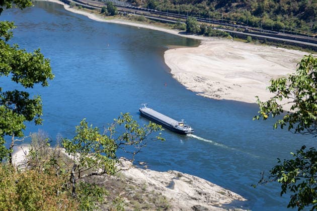 August 2026, Extremes Niedrigwasser am Mittelrhein