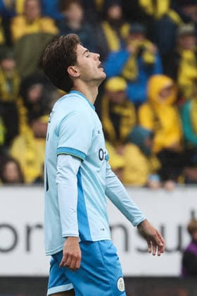 %items a soccer game between Norwegian FK Bodo Glimt and Belgian Royale Union Saint-Gilloise in Bodo, Norway, on %datetext, the return leg in the third qualifying round for the UEFA Champions League tournament. %photographer  BrunoxFahy 183179866