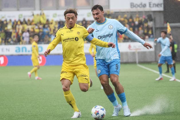 %items a soccer game between Norwegian FK Bodo Glimt and Belgian Royale Union Saint-Gilloise in Bodo, Norway, on %datetext, the return leg in the third qualifying round for the UEFA Champions League tournament. %photographer  BrunoxFahy 183180321