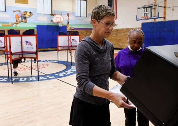 August 11, 2026, Racine, Wisconsin, USA: LYNN LEVIN votes at the Tyler Domer Community Center in Racine in the Wisconsin primary election Tuesday August 11, 2026. National focus is on the Democratic gubernatorial primary and on efforts to flip several Republican congressional seats, including that of incumbent Bryan Steil who represents the First Congressional District, including Racine County. Racine USA  - ZUMAh154 20260811_znp_h154_006 Copyright: xMarkxHertzbergx
