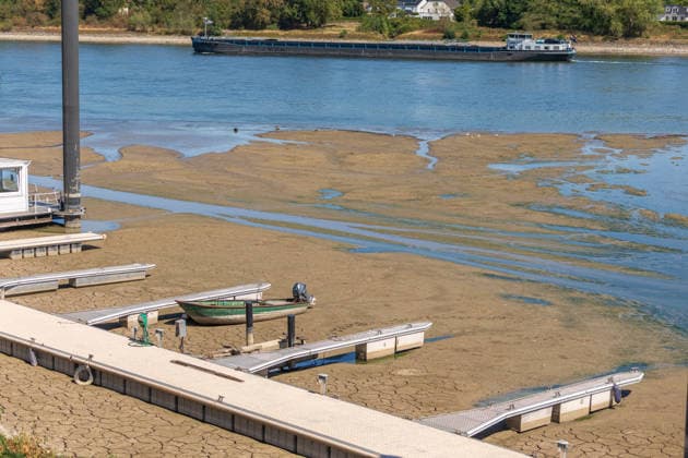 Niedrigwasser am Rhein: Yachthafen Oberwinter teilweise trockengefallen - 11.08.2026. Niedrigwasser am Rhein: Bei einem Pegelstand von -3 cm am Pegel Oberwinter und 70 cm am Pegel Bonn neue Tiefstwerte sind Teile des Yachthafens Oberwinter trockengefallen. Mehrere Boote liegen im Trockenen, eine Zufahrt in den Hafenbereich ist derzeit nicht mehr möglich. Am Rhein werden weiterhin neue Negativrekorde unterboten. Remagen Oberwinter Rheinland-Pfalz Deutschland Copyright: xMarcxJohnx