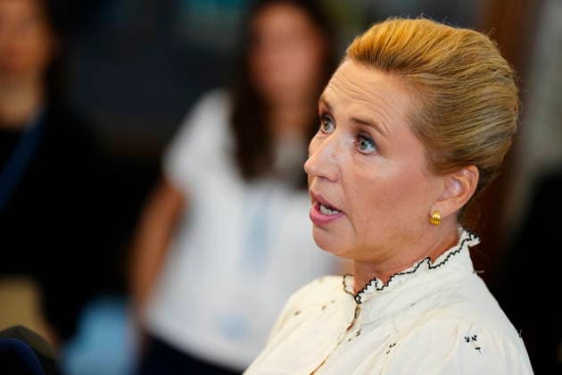Denmark Migrants Denmarks Prime Minister Mette Frederiksen talks to the media, prior to a meeting in the Parliament with inquires on the migrants who have recently arrived at the Spanish enclave Ceuta, in Copenhagen, Wednesday August 12, 2026 , Copenhagen Denmark Copyright: SebastianxEliasxUthx spdk20260812-100113-L