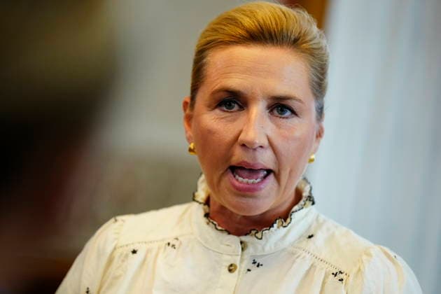 Denmark Migrants Denmarks Prime Minister Mette Frederiksen talks to the media, prior to a meeting in the Parliament with inquires on the migrants who have recently arrived at the Spanish enclave Ceuta, in Copenhagen, Wednesday August 12, 2026 , Copenhagen Denmark Copyright: SebastianxEliasxUthx spdk20260812-100017-L