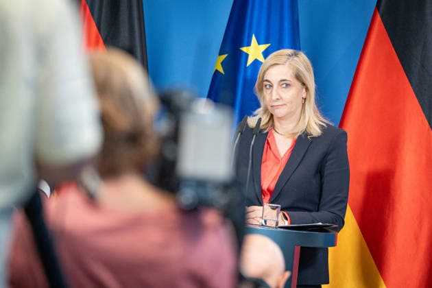 Nina Warken, Bundesministerin für besondere Aufgaben, Chefin des Bundeskanzleramtes und Beauftragte der Bundesregierung für die Nachrichtendienste des Bundes, während der Pressekonferenz im Kanzleramt;Pressekonferenz zur Reform des Rechts der Nachrichtendienste im Bundeskanzleramt, Berlin Berlin Deutschland Bundeskanzleramt