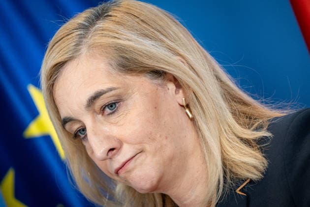 Nina Warken, Bundesministerin für besondere Aufgaben, Chefin des Bundeskanzleramtes und Beauftragte der Bundesregierung für die Nachrichtendienste des Bundes, während der Pressekonferenz im Kanzleramt;Pressekonferenz zur Reform des Rechts der Nachrichtendienste im Bundeskanzleramt, Berlin Berlin Deutschland Bundeskanzleramt