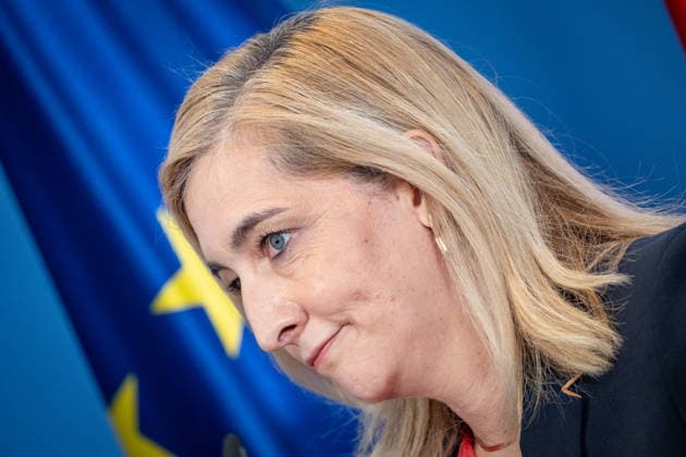 Nina Warken, Bundesministerin für besondere Aufgaben, Chefin des Bundeskanzleramtes und Beauftragte der Bundesregierung für die Nachrichtendienste des Bundes, während der Pressekonferenz im Kanzleramt;Pressekonferenz zur Reform des Rechts der Nachrichtendienste im Bundeskanzleramt, Berlin Berlin Deutschland Bundeskanzleramt