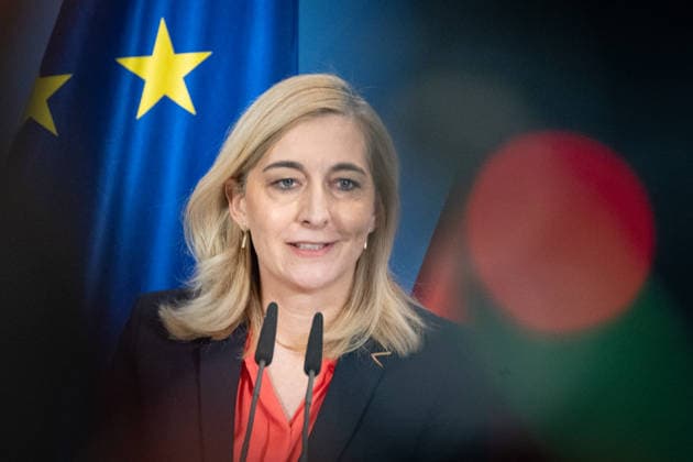 Nina Warken, Bundesministerin für besondere Aufgaben, Chefin des Bundeskanzleramtes und Beauftragte der Bundesregierung für die Nachrichtendienste des Bundes, während der Pressekonferenz im Kanzleramt;Pressekonferenz zur Reform des Rechts der Nachrichtendienste im Bundeskanzleramt, Berlin Berlin Deutschland Bundeskanzleramt