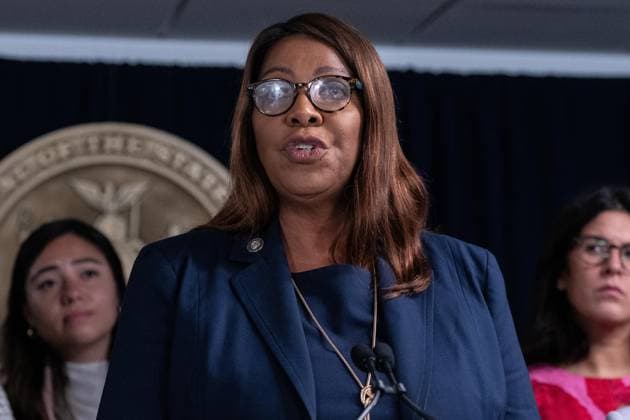August 12, 2026, New York, New York, USA: Attorney General Letitia James speaks during joint press briefing with Mayor Zohran Mamdani, Governor Kathy Hochul and elected officials and activists standing up to Federal ICE overreach at Governor s office in New York, NY on August 12, 2026. New York USA  - ZUMAr339 20260812_znp_r339_011 Copyright: xLevxRadinx