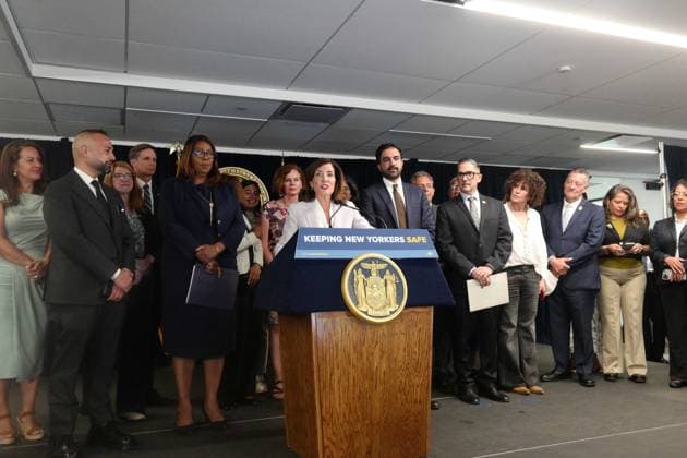 Ice Overreach Announcement New York, NY- August 12: Governor Kathy Hochul, Mayor Zohran Kwame Mamdani and Attorney General Letitia James make an announcement standing up to federal ICE overreach on August 12 2026 Credit: Camara Porter AdMedia EDITORIAL USE ONLY  Copyright: xx CamaraxPorterx xAdMediax admphotosthree009764
