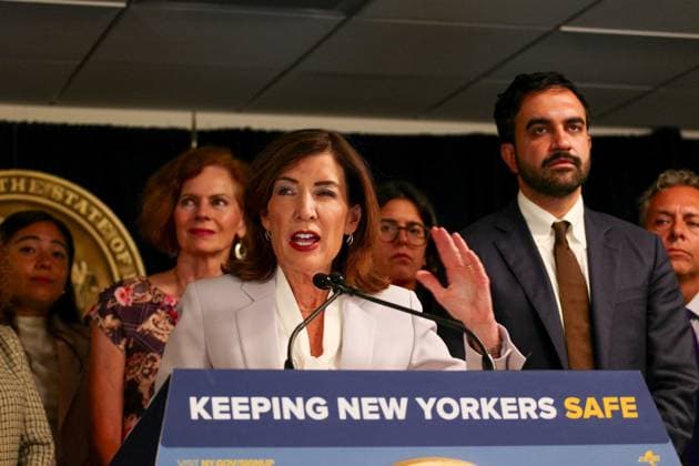 Ice Overreach Announcement New York, NY- August 12: Governor Kathy Hochul, Mayor Zohran Kwame Mamdani and Attorney General Letitia James make an announcement standing up to federal ICE overreach on August 12 2026 Credit: Camara Porter AdMedia EDITORIAL USE ONLY  Copyright: xx CamaraxPorterx xAdMediax admphotosthree009734