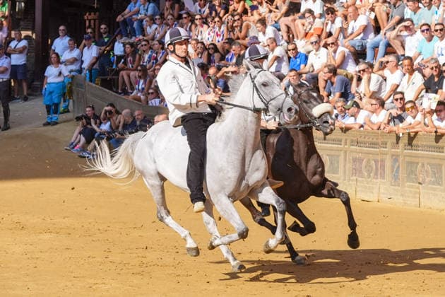 August 13, 2026, Siena, Toscana, ITALIA: Siena, Piazza del Campo Ã¢â‚¬ August 13, 2026. The *Tratta* took place this morning; it is one of the key moments of the Palio, during which the selected horses are assigned by lot to the ten *Contrade* participating in the race on August 16. Siena ITALIA  - ZUMAs236 20260813_aap_s236_028 Copyright: xFabioxSassox