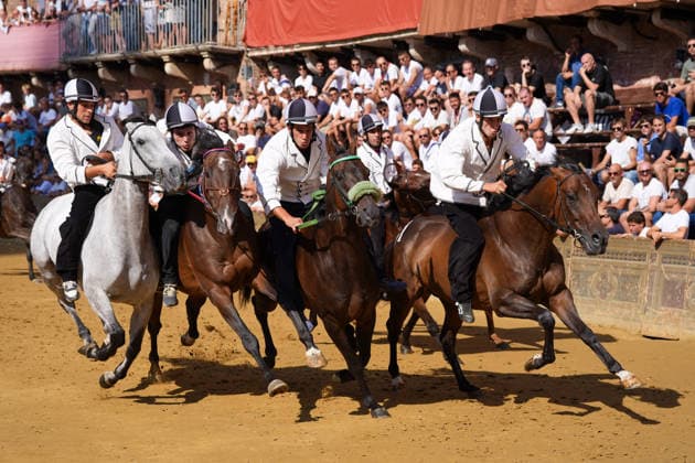 August 13, 2026, Siena, Toscana, ITALIA: Siena, Piazza del Campo Ã¢â‚¬ August 13, 2026. The *Tratta* took place this morning; it is one of the key moments of the Palio, during which the selected horses are assigned by lot to the ten *Contrade* participating in the race on August 16. Siena ITALIA  - ZUMAs236 20260813_aap_s236_030 Copyright: xFabioxSassox