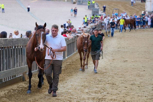 August 13, 2026, Siena, Toscana, ITALIA: Siena, Piazza del Campo Ã¢â‚¬ August 13, 2026. The *Tratta* took place this morning; it is one of the key moments of the Palio, during which the selected horses are assigned by lot to the ten *Contrade* participating in the race on August 16. Siena ITALIA - ZUMAs236 20260813_aap_s236_055 Copyright: xFabioxSassox