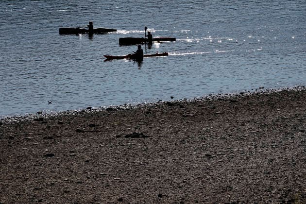 Bei ausbleibenden Regen ist der historisch niedrige Wasserstand des Rheins in NRW noch weiter gefallen. In Köln ist am Donnerstag (13. August) ein Wert on 49 Zentimetern gemessen worden. Der Rheinpegel ist in Köln damit auf einem Rekordtief. Viele Rheinwiesen sind verdorrt und versteppt und der sonst so stolze Fluss hat sich tief in sein Bett zurückgezogen, gibt den Blick auf trockene Ufer frei. (Themenbild, Symbolbild) Köln, 13.08.2026 NRW Deutschland Copyright: xChristophxHardtx