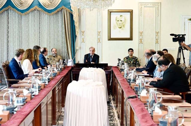 RECORD DATE NOT STATED Prime Minister, Muhammad Shehbaz Sharif in a meeting with Espen Barth Eide, Norwegian Foreign Minister held in Islamabad on Thursday, August 13, 2026. (PPI Images). EDITORIAL USE ONLY Copyright: xx SA-ZM-130826x ppiphotos485398