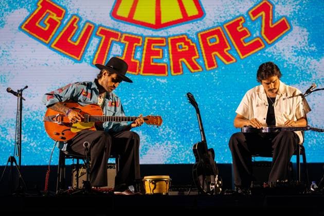 Hermanos Gutiérrez — Vodafone Paredes de Coura 2026 - 13 Aug 2026 Alejandro Gutiérrez and Estevan Gutiérrez, guitar duo of the Swiss?Ecuadorian instrumental Hermanos Gutiérrez, perform together on stage during the Vodafone Paredes de Coura. Paredes de Coura Portugal Copyright: xDiogoxBaptistax xSOPAxImagesx DB_HermanosGutierrez20260813PDC_004