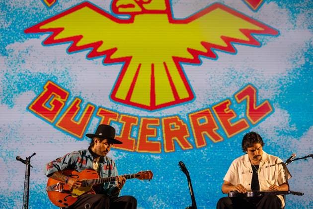 Hermanos Gutiérrez — Vodafone Paredes de Coura 2026 - 13 Aug 2026 Alejandro Gutiérrez and Estevan Gutiérrez, guitar duo of the Swiss?Ecuadorian instrumental Hermanos Gutiérrez, perform together on stage during the Vodafone Paredes de Coura. Paredes de Coura Portugal Copyright: xDiogoxBaptistax xSOPAxImagesx DB_HermanosGutierrez20260813PDC_006